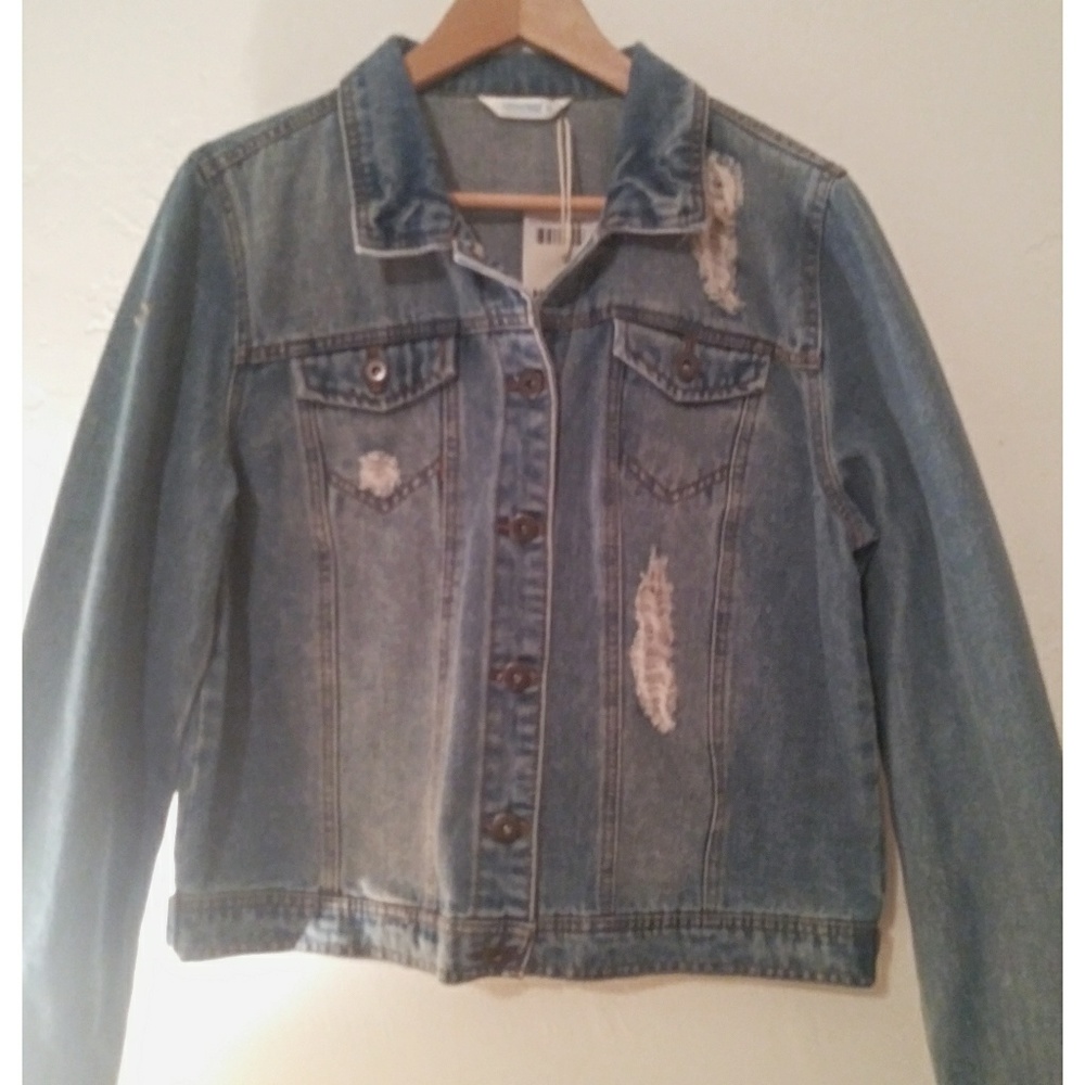 Highway Jeans Distressed Jean Jacket New XL